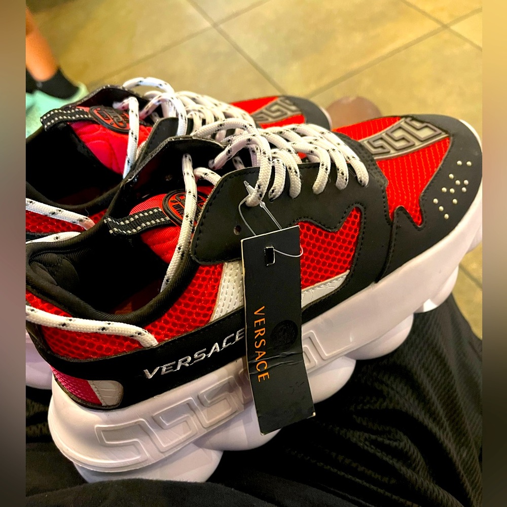 Versace Red and Black Athletic Shoes